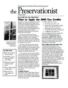 Montgomery County Historic Preservation Commission  the Preservationist Winter[removed]Get Credit For Your Hard Work