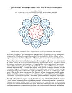 Liquid Reusable Boosters For Lunar Direct Polar Moon Base Development Thomas Lee Elifritz The Tsiolkovsky Group, Marshall Space Flight Center, Marshall, WI USA Engine Cluster Diagram for Space Launch System (SLS) Derived