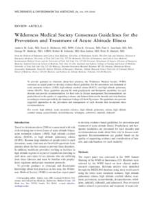 Wilderness Medical Society Consensus Guidelines for the Prevention and Treatment of Acute Altitude Illness