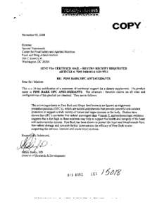 November 03,2004 Director Special Nutritionals Center for Food Safety and Applied Nutrition Food and Drug Administration 200 C Street S.W.