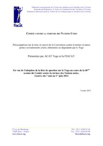 Fédération internationale de l’Action des chrétiens pour l’abolition de la Torture International Federation of Action by Christians for the Abolition of Torture Federación Internacional de la Acción de los Crist