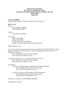 Financial Oversight Panel Meeting Proviso Township High School District No. 209 Minutes July 29, 2009