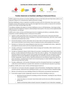 Medicine / Nutrition facts label / Fast food / Menu / Food energy / Food policy / Food / Obesity / Trans fat / Nutrition / Food and drink / Health