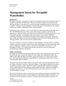 Kenai Area Plan August 2001 Management Intent for Navigable Waterbodies Background