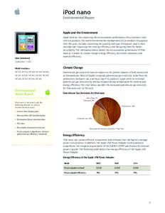 iPod nano Environmental Report Apple and the Environment  Date introduced