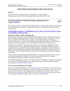 Language Learning & Technology http://llt.msu.edu/issues/june2014/news.pdf June 2014, Volume 18, Number 2 pp. 57–60