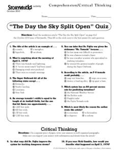 Comprehension/Critical Thinking  activity October[removed]Name:____________________________________ Date:_____________