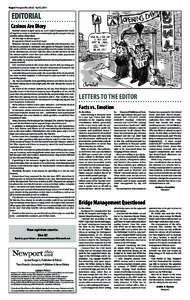 Page 6 Newport This Week April 3, 2014  EDITORIAL Casinos Are Dicey  Baseball season is again upon us, so it’s only fitting that the words