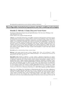 Computer-aided engineering / Engineering / Reconfigurable Manufacturing System / Enhanced Machine Controller / Computer-integrated manufacturing / Reconfigurable computing / Numerical control / Programmable logic controller / Flexible manufacturing system / Technology / Manufacturing / Automation