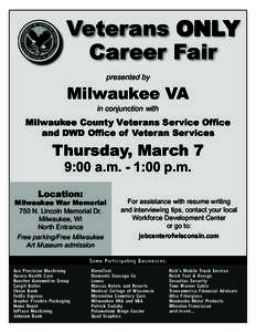 Veterans ONLY Career Fair presented by Milwaukee VA in conjunction with