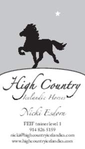 �igh Country Icelandic Horses �icki Esdorn FEIF trainer level