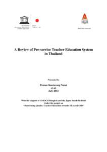 Khon Kaen University  A Review of Pre-service Teacher Education System in Thailand  Presented by