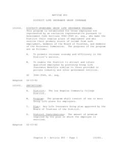 ARTICLE XVI DISTRICT LIFE INSURANCE GROUP COVERAGE[removed]DISTRICT-SPONSORED GROUP LIFE INSURANCE PROGRAM.