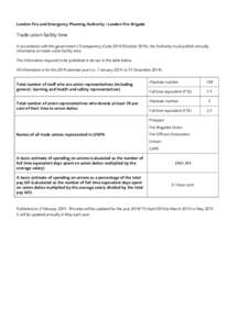 London Fire and Emergency Planning Authority | London Fire Brigade  Trade union facility time In accordance with the government’s Transparency CodeOctober 2014), the Authority must publish annually information o