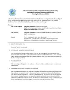 Meeting Summary P a g e |1 City of Lake Oswego/City of Tigard Water Supply Partnership Summary of Oversight Committee Meeting #10 Meeting held October 4, 2010