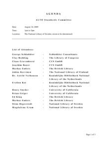 AGENDA ALTO Standards Committee Date:  August 18, 2009