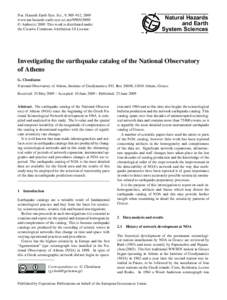 Earthquakes / Prediction / Earthquake / Richter magnitude scale / Gutenberg–Richter law / National Observatory of Athens / Seismology / Mechanics / Earthquake prediction