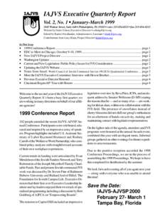 IAJVS Executive Quarterly Report Vol. 2, No. 1 • January-March[removed]Walnut Street, Suite 640 • Philadelphia, PA 19103 • voice[removed] • fax[removed]Written by Genie Cohen, Executive Director • co