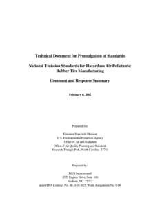 Mechanical engineering / Business / Companies listed on the New York Stock Exchange / Goodyear Tire and Rubber Company / Tire / United States Environmental Protection Agency / Cooper Tire & Rubber Company / Retread / National Emissions Standards for Hazardous Air Pollutants / Tires / Technology / Emission standards