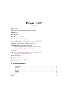 Package ‘G2Sd’ July 2, 2014 Type Package Title Grain-size Statistics and Description of Sediment Version[removed]Date[removed]