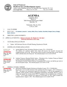 State of Tennessee Health Services and Development Agency Andrew Jackson Building, 9th Floor, 502 Deaderick Street, Nashville, TN[removed]www.tn.gov/hsda Phone: [removed]Fax: [removed]