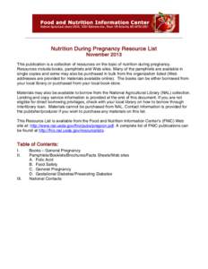 Nutrition During Pregnancy: