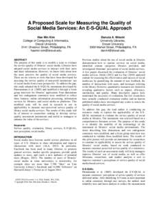 A proposed scale for measuring the quality of social media services: An E-S-QUAL approachA proposed scale for measuring the quality of social media services: An E-S-QUAL approach