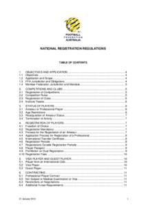 NATIONAL REGISTRATION REGULATIONS  TABLE OF CONTENTS