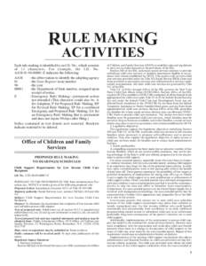 RULE MAKING ACTIVITIES Each rule making is identified by an I.D. No., which consists of 13 characters. For example, the I.D. No. AAM[removed]E indicates the following: