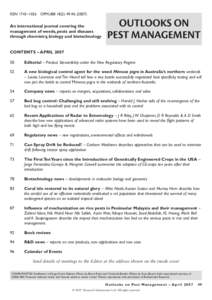 ISSN 1743–1026 OPMUB8An international journal covering the management of weeds, pests and diseases through chemistry, biology and biotechnology