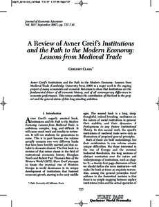 sep07_Article5_1stPass:07 PM Page 727  Journal of Economic Literature Vol. XLV (September 2007), pp. 727–743  A Review of Avner Greif’s Institutions