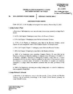 Law / United States bankruptcy court / Texas / Chapter 7 /  Title 11 /  United States Code / Adversary proceeding in bankruptcy / United States District Court for the Southern District of Texas / Chapter 11 /  Title 11 /  United States Code / Chapter 15 /  Title 11 /  United States Code / Chapter 13 /  Title 11 /  United States Code / United States bankruptcy law / Geography of Texas / Bankruptcy