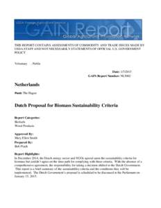 THIS REPORT CONTAINS ASSESSMENTS OF COMMODITY AND TRADE ISSUES MADE BY USDA STAFF AND NOT NECESSARILY STATEMENTS OF OFFICIAL U.S. GOVERNMENT POLICY Voluntary