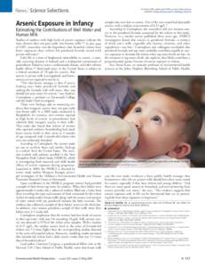 News | Science Selections  Arsenic Exposure in Infancy Estimating the Contributions of Well Water and Human Milk