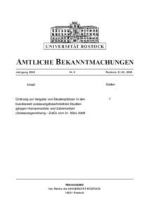 U N I VER SI TÄT R OS TOCK  AMTLICHE BEKANNTMACHUNGEN JahrgangNr. 8