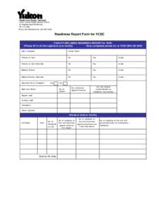 Readiness Report Form for YCDC