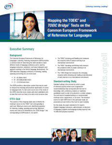 Mapping the TOEIC and TOEIC Bridge Tests on the Common European Framework