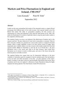 Markets and Price Fluctuations in England and Ireland, Liam Kennedy2 Peter M. Solar3