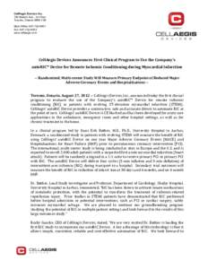 CellAegis Devices Inc. 139 Mulock Ave., 1st Floor Toronto, Ontario M6N 1G9 Main Office: [removed]Fax: [removed]www.cellaegis.com