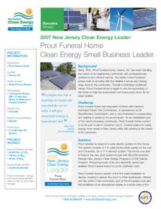 Success Stories 2007 New Jersey Clean Energy Leader PROJECT INFORMATION