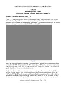 California Area Designations for the 2008 Ozone National Ambient Air Quality Standards - Technical Analysis for Mariposa County, CA