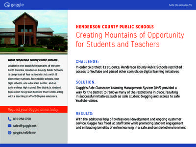 Safe Classroom LMS  HENDERSON COUNTY PUBLIC SCHOOLS Creating Mountains of Opportunity for Students and Teachers