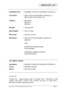 [2010] WASCA 147  JURISDICTION : SUPREME COURT OF WESTERN AUSTRALIA