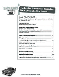 SCALE CITY  The Road to Propor tional Reasonin g: World Chicken Festival Lesson TABLE OF CONTENTS