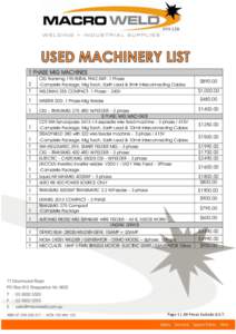 Wire / Three-phase / Arc welding / Gas tungsten arc welding / Gas metal arc welding