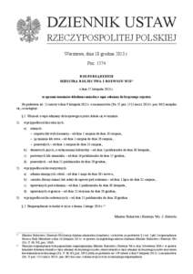 DZIENNIK USTAW RZECZYPOSPOLITEJ POLSKIEJ Warszawa, dnia 18 grudnia 2013 r. Poz[removed]Rozporządzenie Ministra Rolnictwa i Rozwoju Wsi 1)