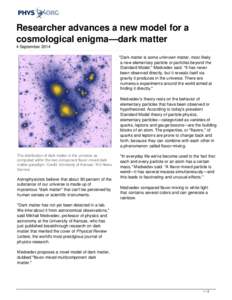 Researcher advances a new model for a cosmological enigma—dark matter