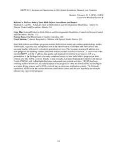 Health / Medicine / Biology / José F. Cordero / National Birth Defects Prevention Network / Centers for Disease Control and Prevention / United States Public Health Service / Congenital disorder