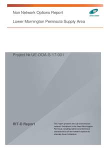 Non Network Options Report Lower Mornington Peninsula Supply Area Project № UE-DOA-SRIT-D Report