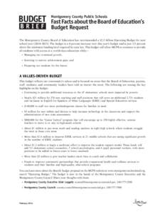 BUDGET BRIEF Montgomery County Public Schools  Fast Facts about the Board of Education’s